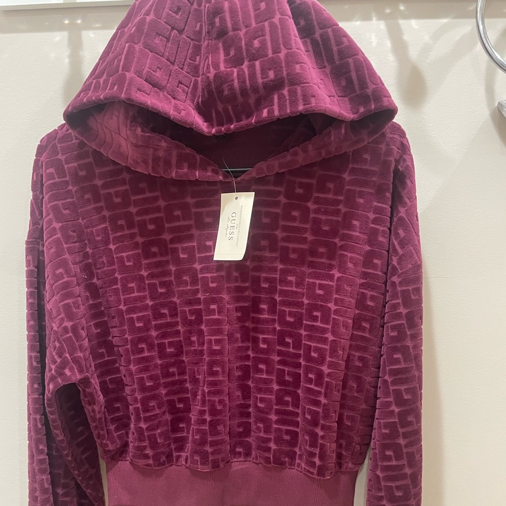 GUESS velour fitted hoodie